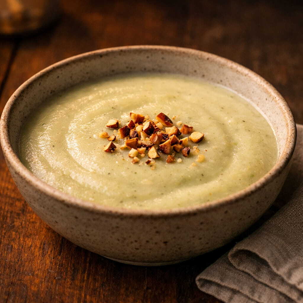 Crema di finocchi e patate con mandorle tostate